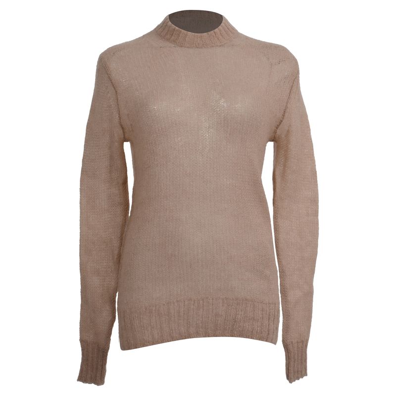 Acne Studios Crew Neck Sweater In Beige Mohair